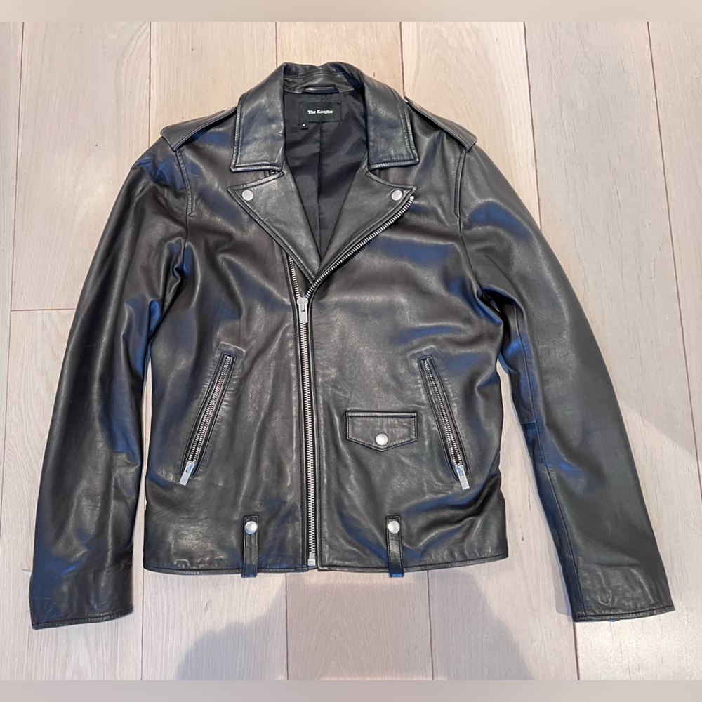 Men’s the Kooples Black Leather Biker Jacket size small